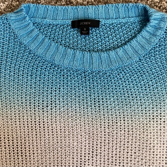 J. Crew Dip Dyed Beach Sweater Linen Crewneck Open Knit Coastal Relaxed Resort S - Picture 5 of 16